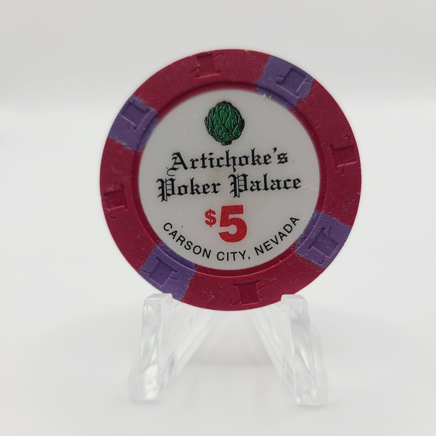 Artichoke Poker Palace Carson City Nevada 1997 $5 Casino Chip N9275