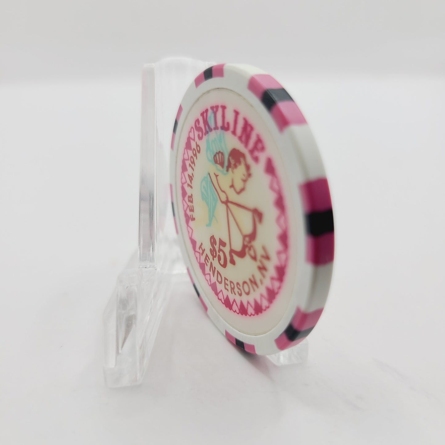 Skyline Casino Henderson Nevada 1996 "Valentine's Day" $5 Casino Chip N0429