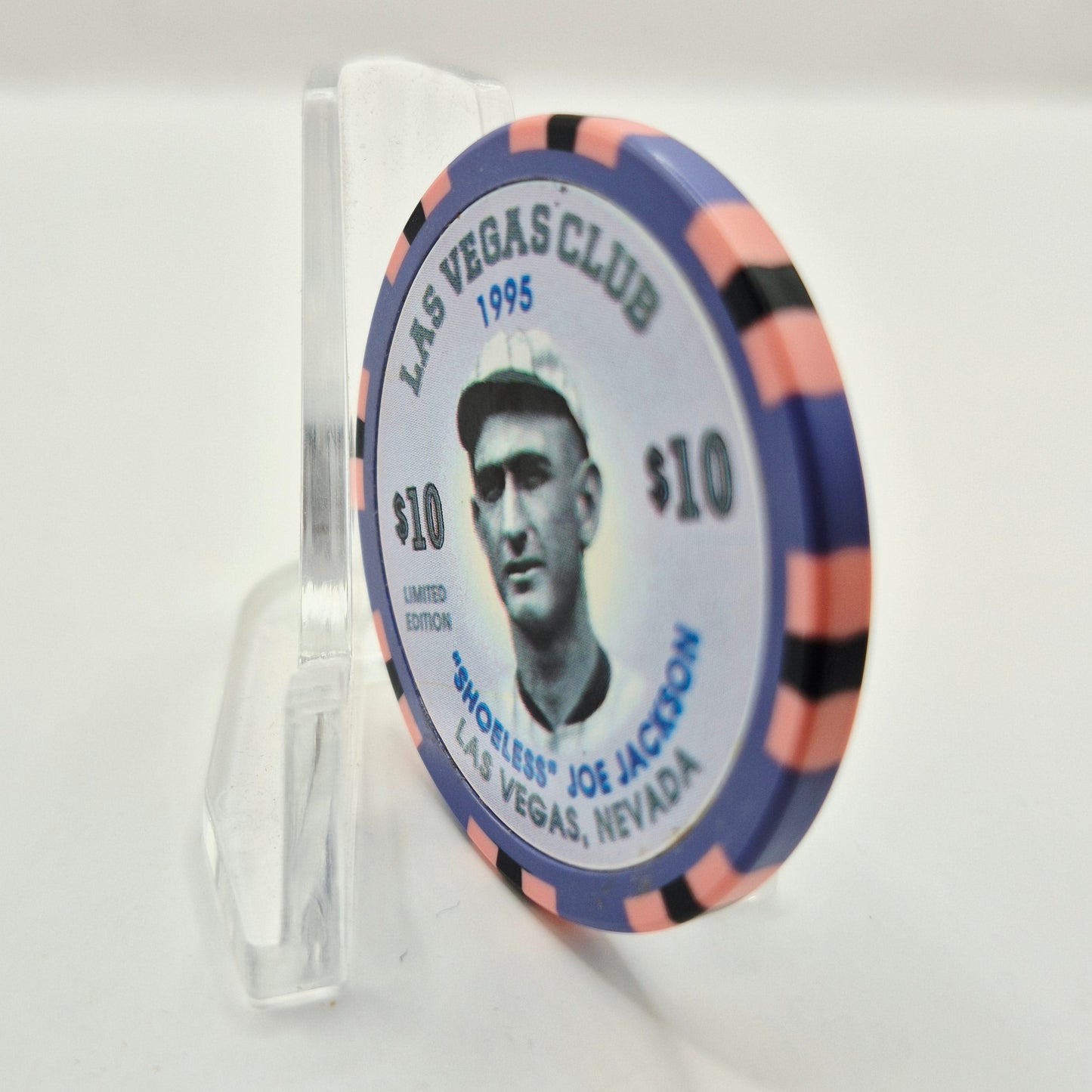 Las Vegas Club Casino Las Vegas Nevada 1995 'Shoeless Joe Jackson' $10 Casino Chip N0442