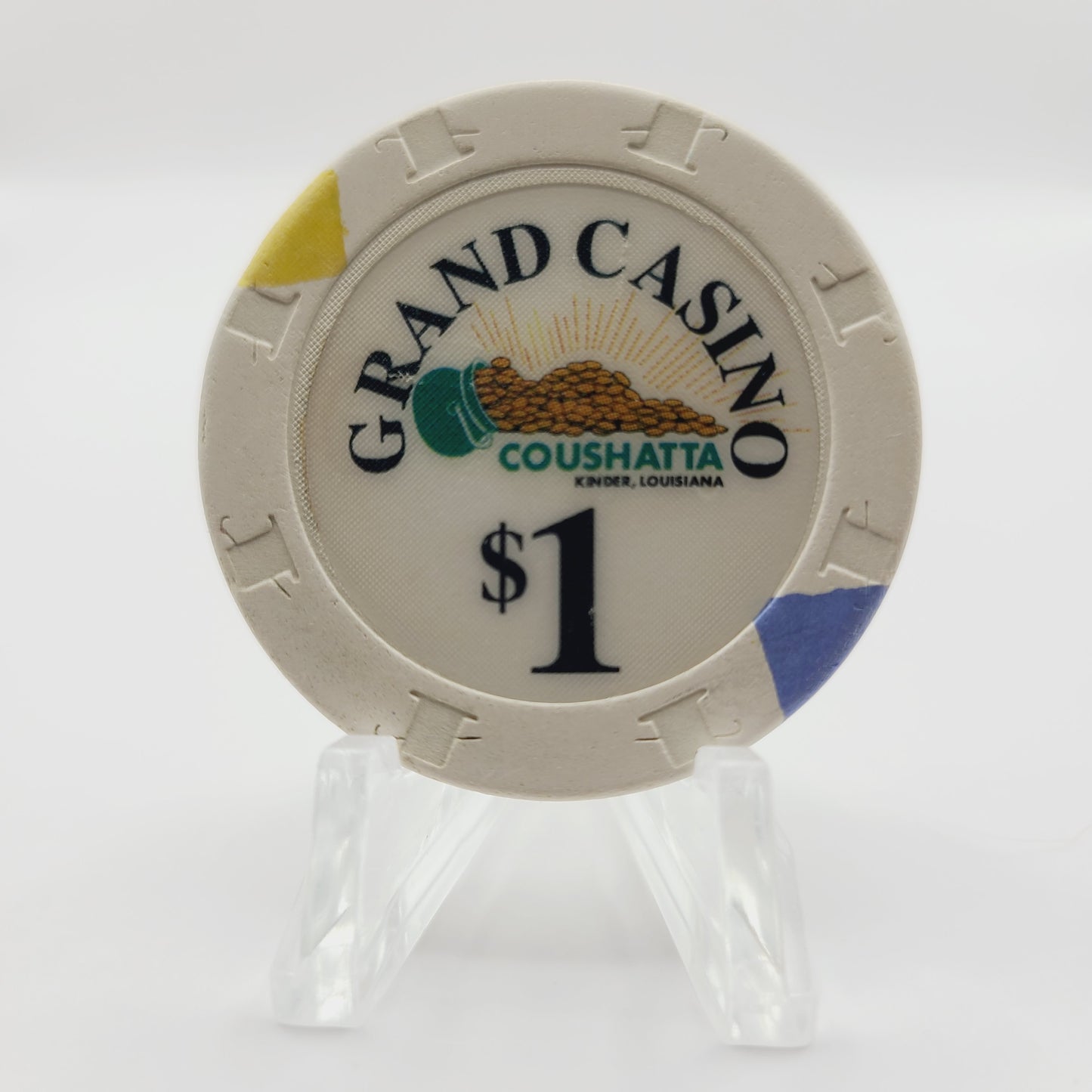 Grand Casino Coushatta Kinder Louisiana $1 Casino Chip (WORN)