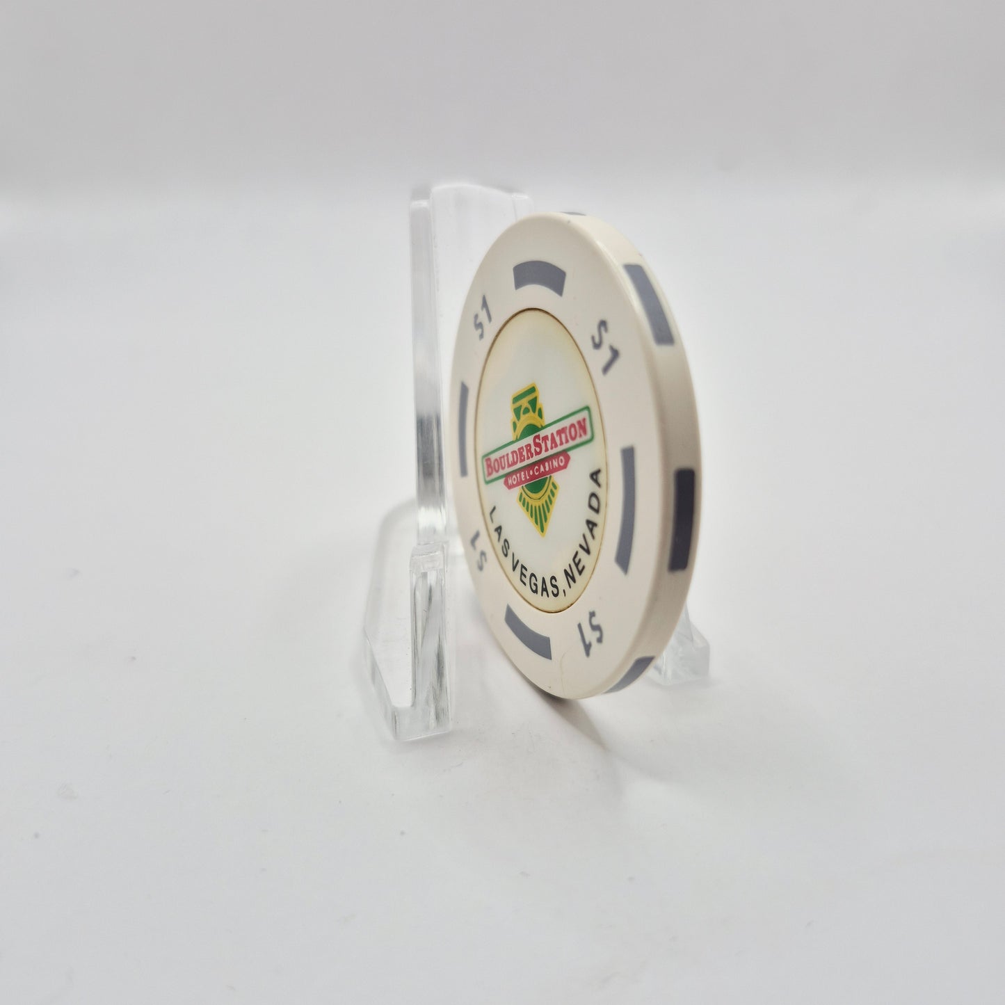 Boulder Station Casino Las Vegas Nevada 1990's $1 Casino Chip *White