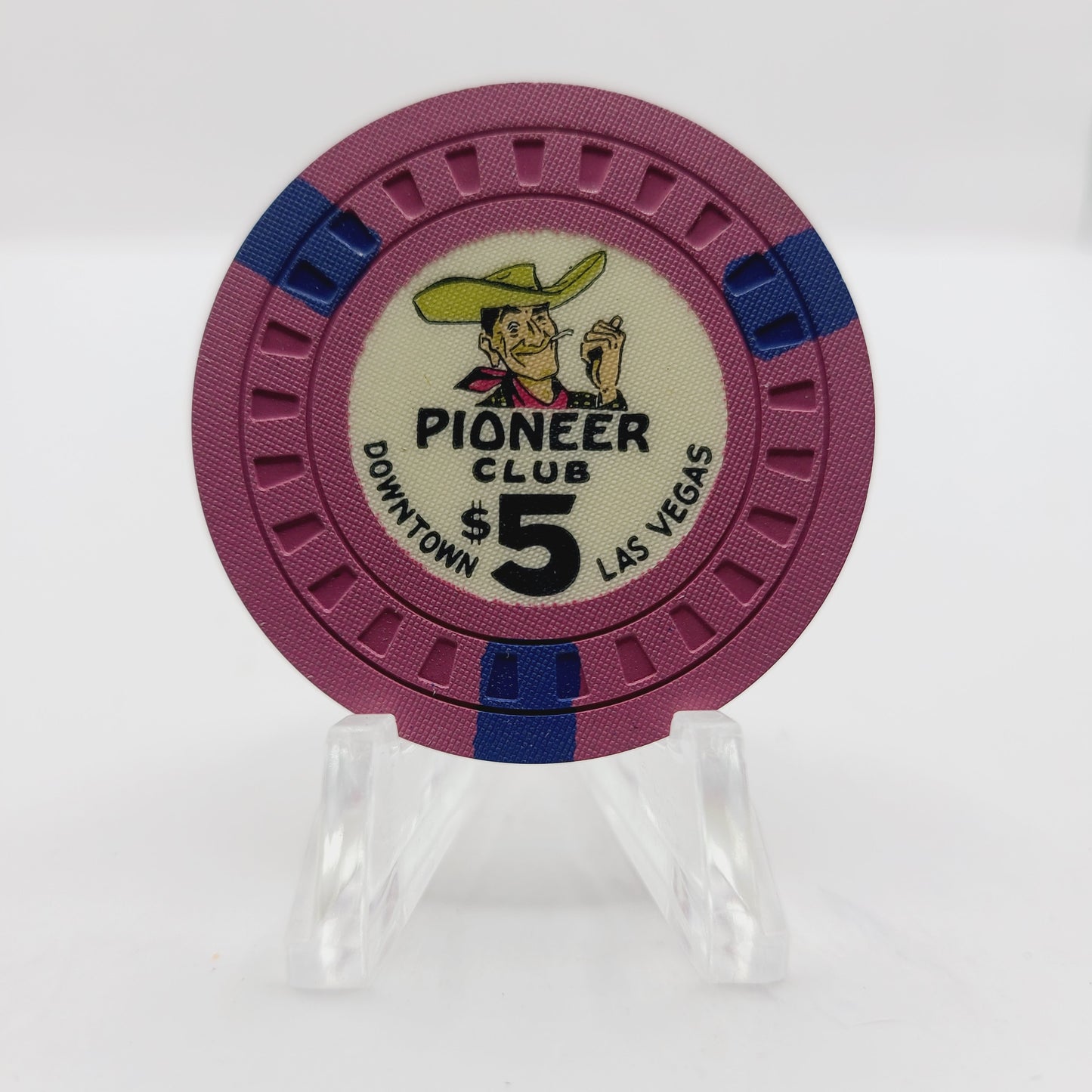 Pioneer Club Hotel Casino Las Vegas Nevada 1950's "Vegas Vic" $5 Casino Chip N4879 *VERY SHARP