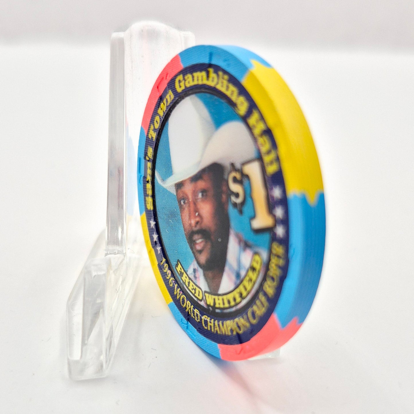 Sam's Town Hotel Casino Las Vegas Nevada 1998 'Fred Whitfield NFR' $1 Casino Chip V3365