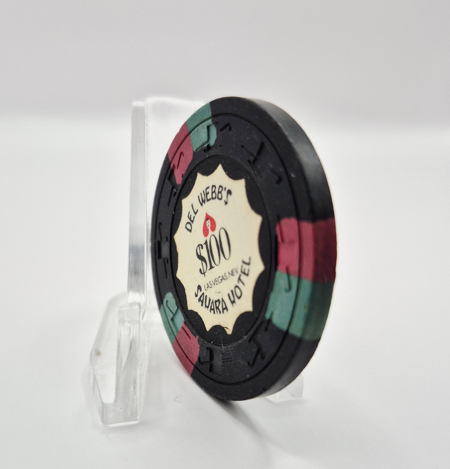 Sahara Hotel Casino Las VegasNevada"Del Webb's"1961 $100 Casino Chip N2095