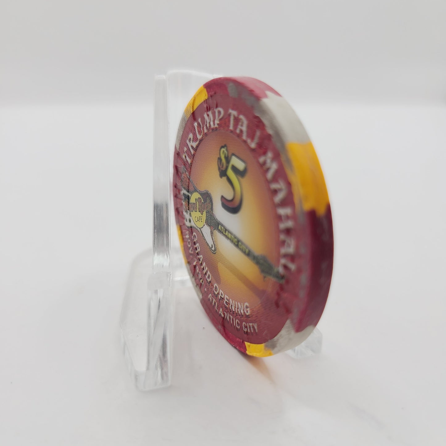 Trump Taj Mahal Hotel Casino Atlantic City New Jersey 1995 "Hard Rock Cafe Grand Opening" $5 Casino Chip