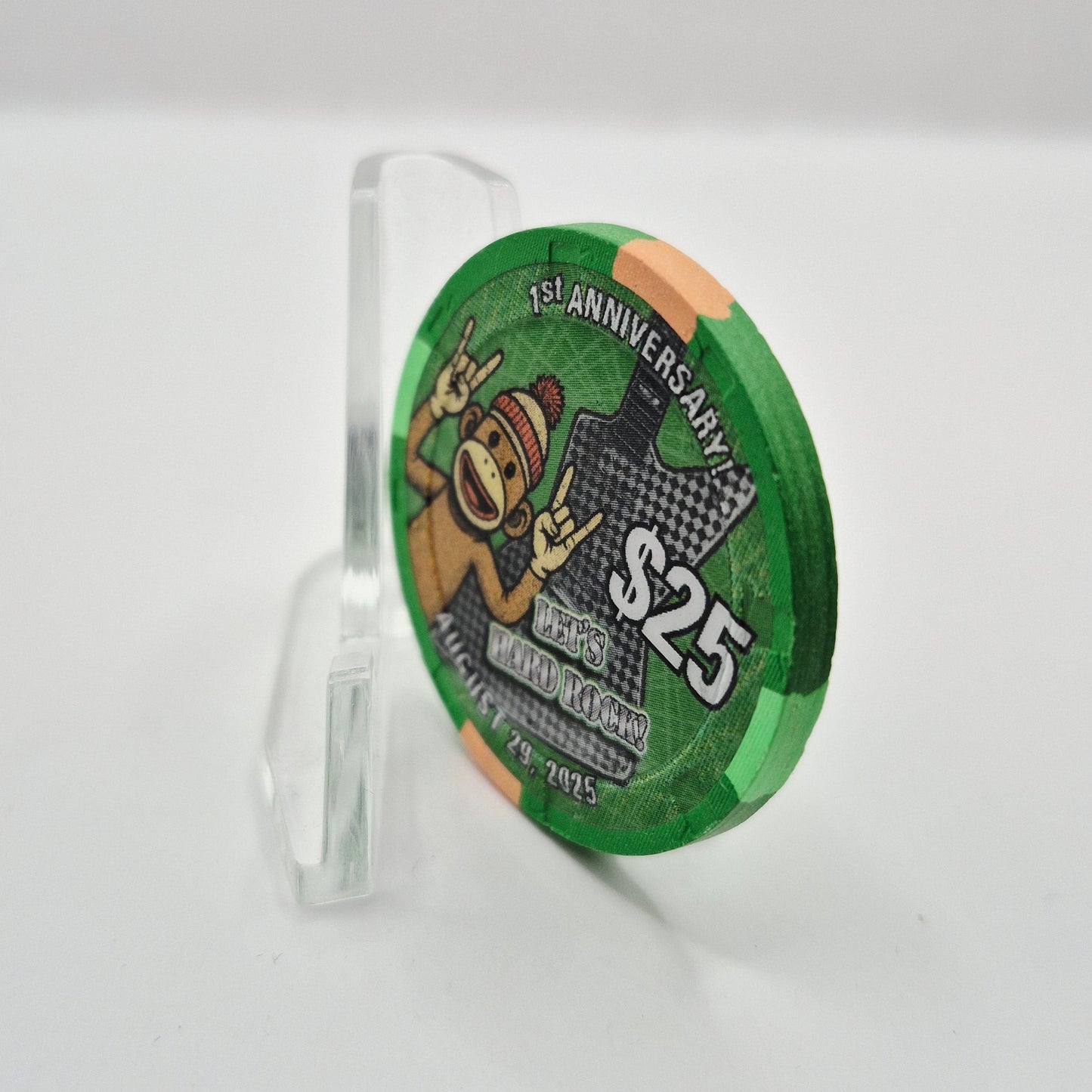Hard Rock Casino Rockford Illinois 2025 1st Anniversary 'Sock Monkey' $25 Casino Chip