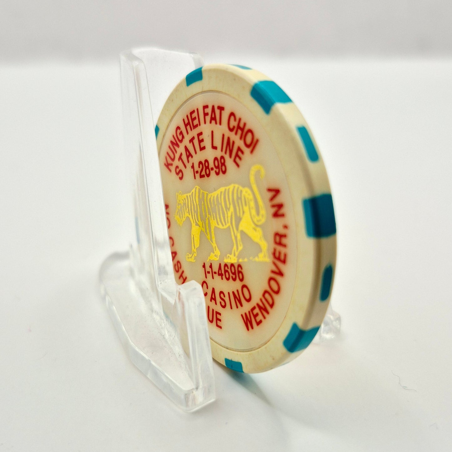 State Line Casino Wendover Nevada 1998 'Year Of The Tiger' LE Casino Chip V1587