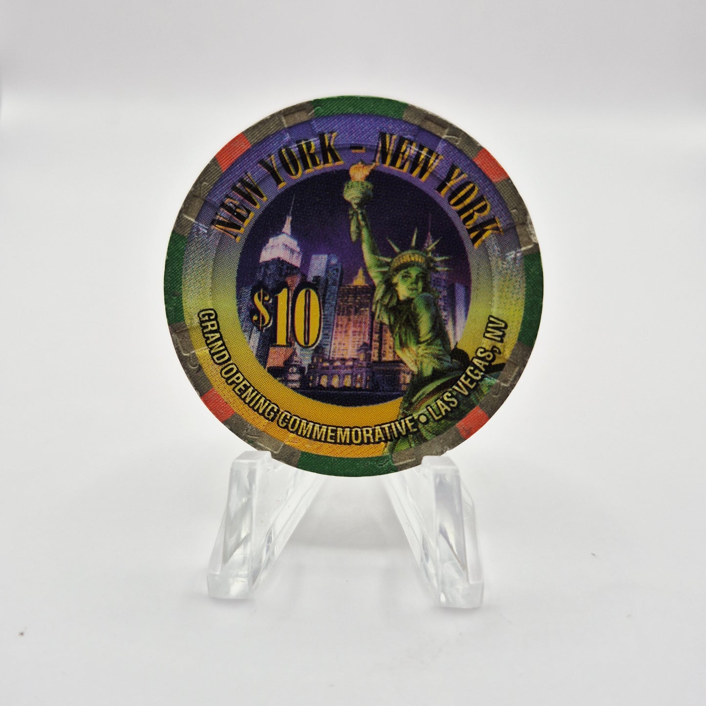 New York New York Hotel Casino Las Vegas Nevada 1997 "Grand Opening" $10 Casino Chip N8853