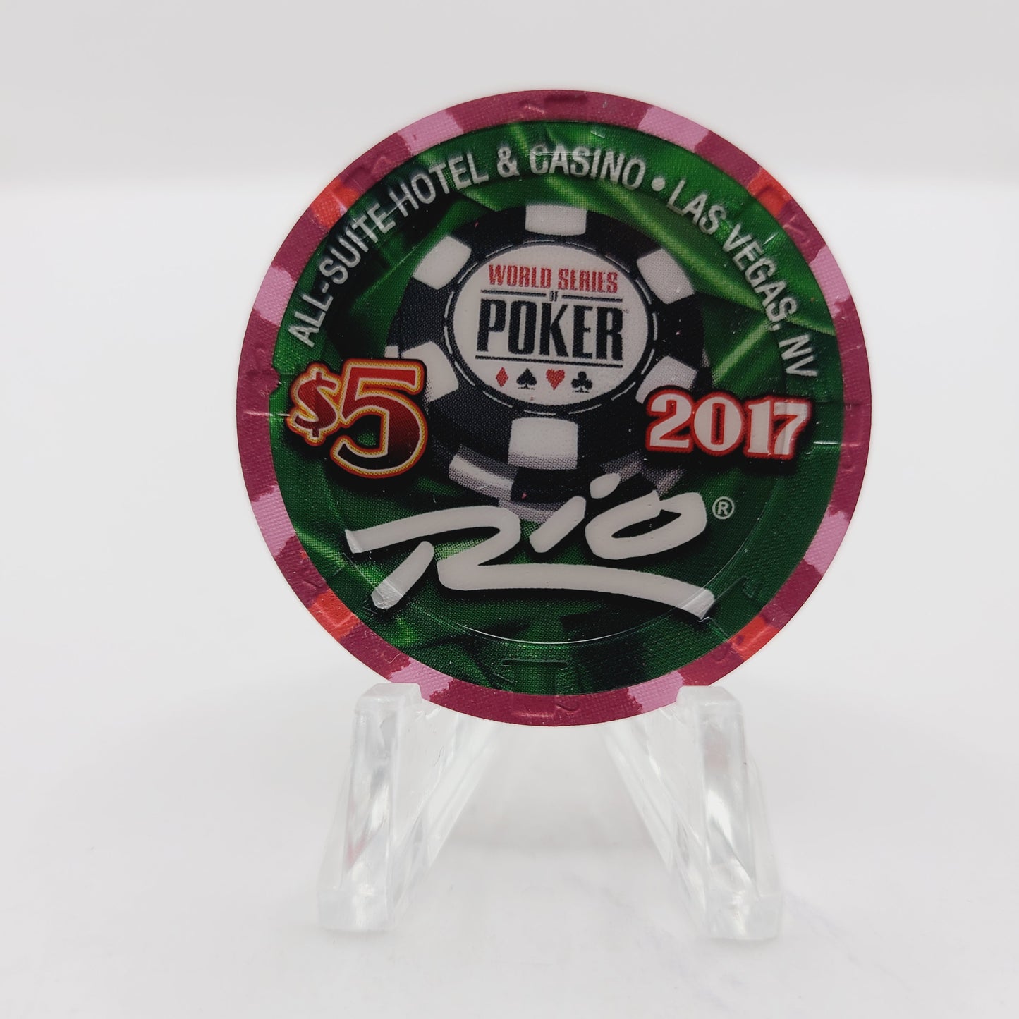 Rio Hotel Casino Las Vegas Nevada 2017 WSOP "Spade Royal" $5 Casino Chip D2602 LTD2500