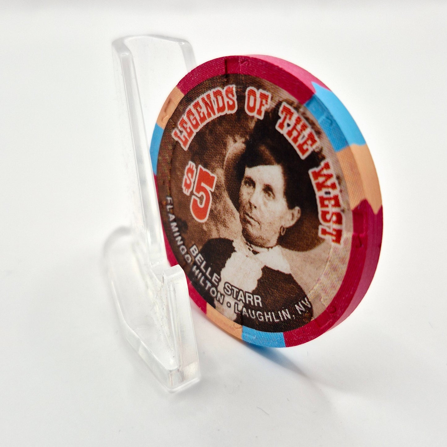 Flamingo Hilton Laughlin Nevada 1996 'Legends of the West - Belle Starr' Series 8 LE $5 Casino Chip N8283