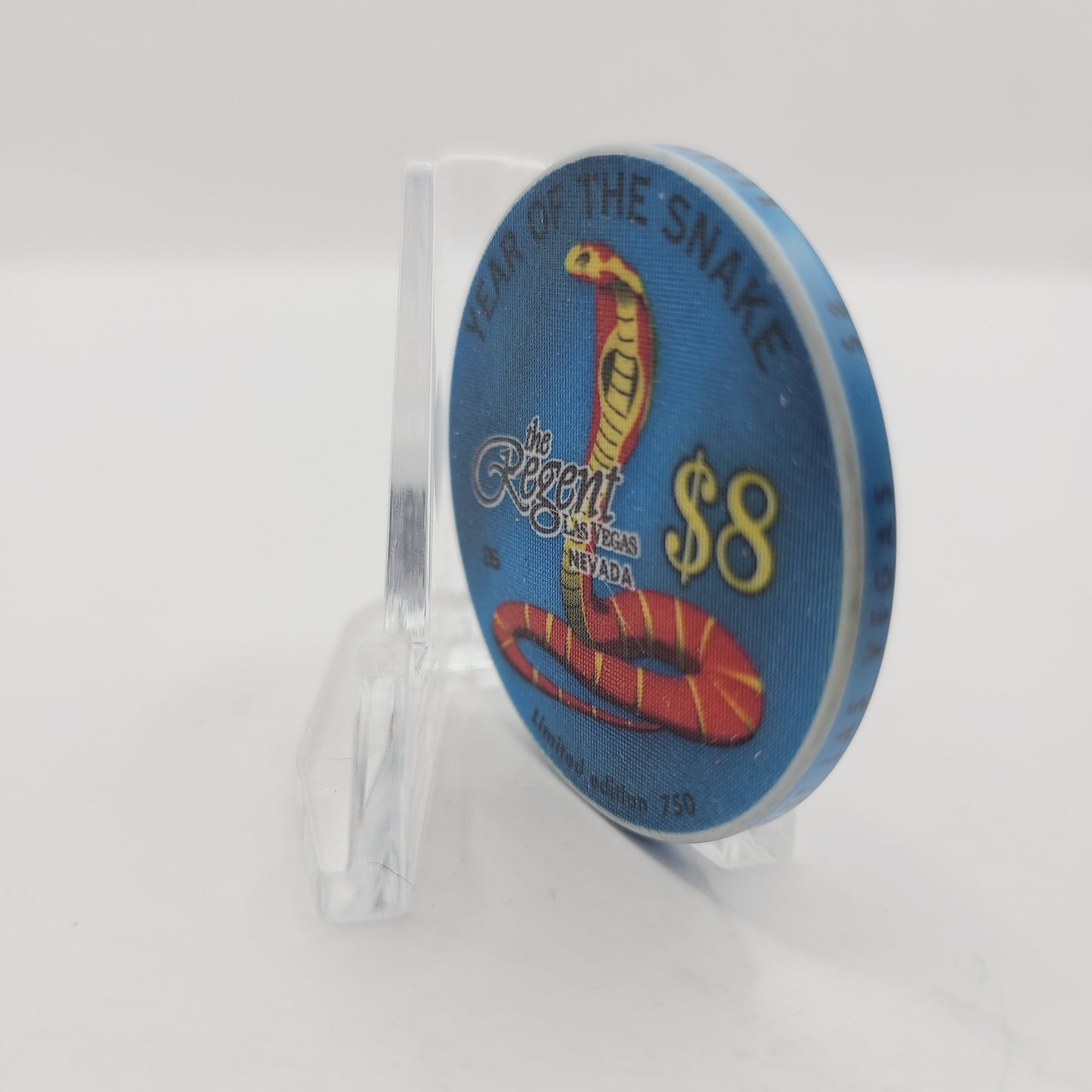 The Regent Hotel Casino Las Vegas Nevada 2001 "Year of the Snake" $8 Casino Chip E7641