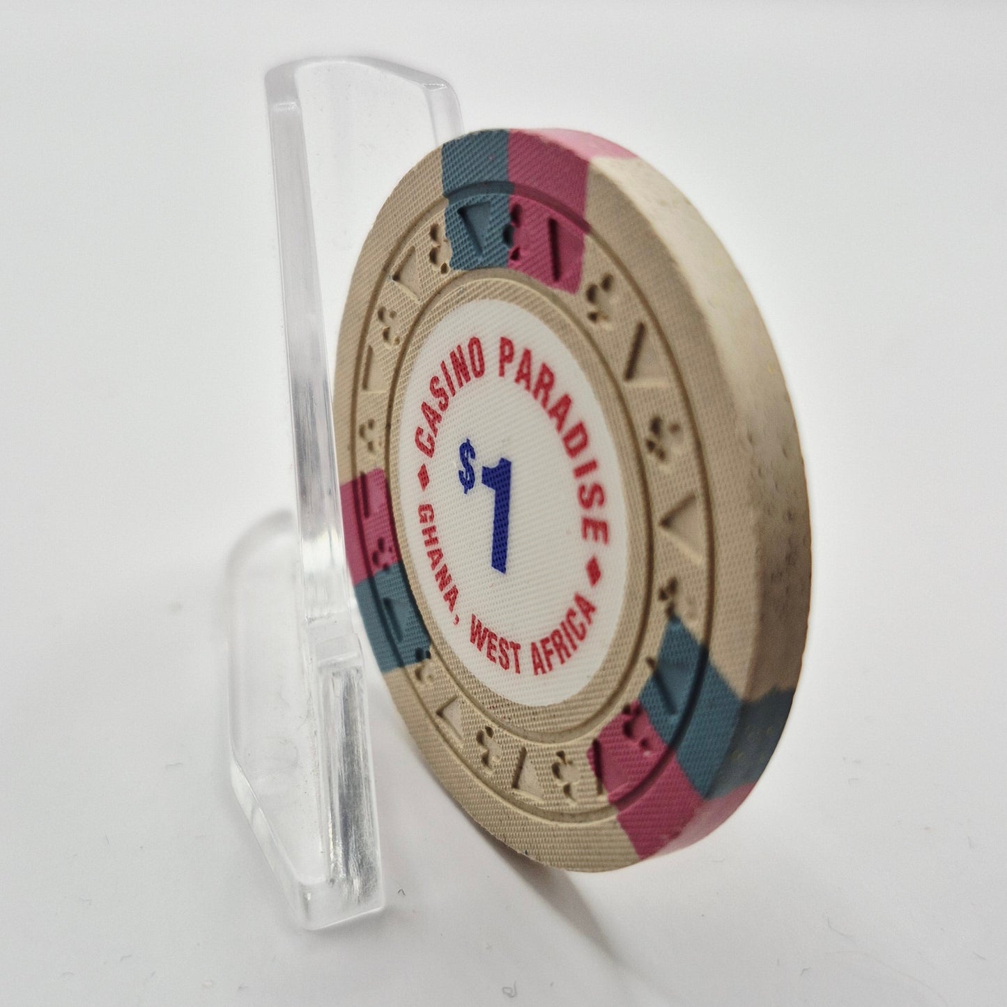 Casino Paradise Kuntanse Ghana West Africa $1 Casino Chip CG234496 *UNC