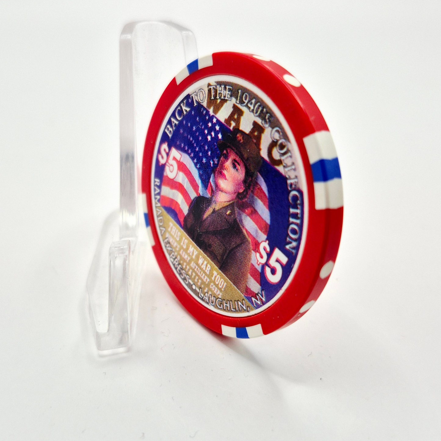 Ramada Express Hotel Casino Laughlin Nevada 1998 $5 "My War Too" Casino Chip V1458