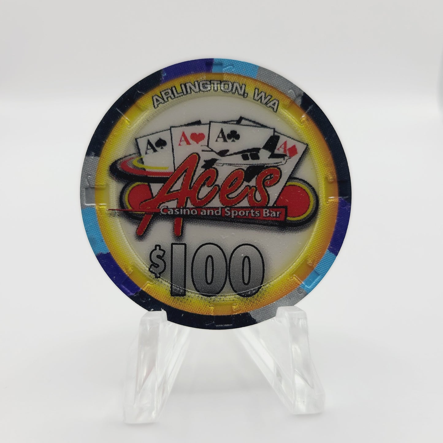 Ace's Casino & Sports Bar Arlington Washington $100 Casino Chip