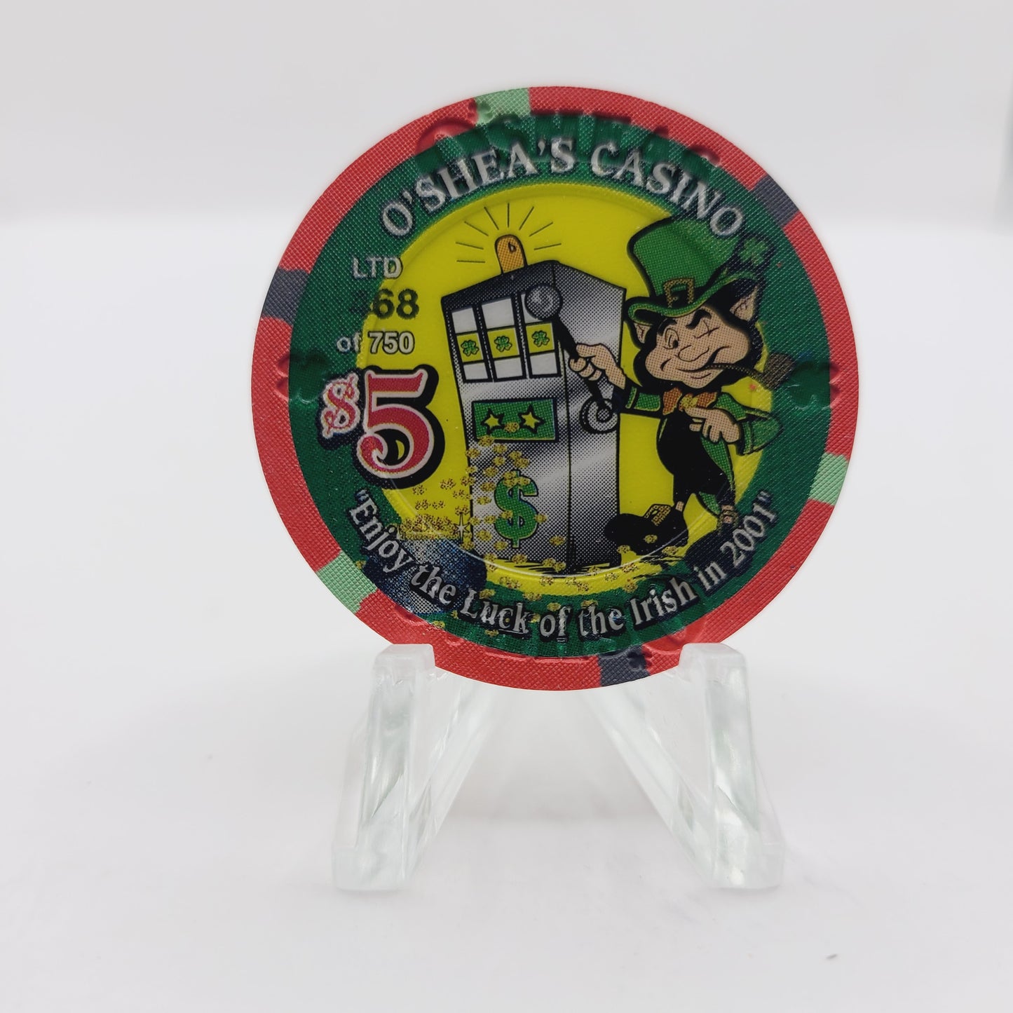 O'Shea's Casino Las Vegas Nevada 2001 "St.Patrick's Day" $5 Casino Chip V9315 LTD 750 #468