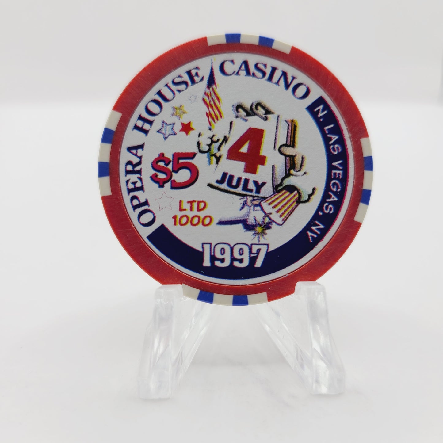 Opera House Casino Las Vegas Nevada 1997 July 4th $5 Casino Chip V1244 LMT 1000