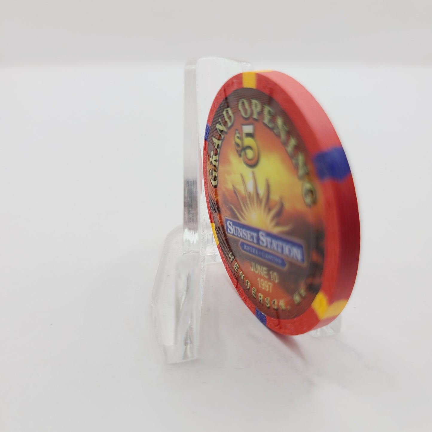 Sunset Station Hotel Casino Henderson Nevada 1997 "Grand Opening" $5 chip V1616
