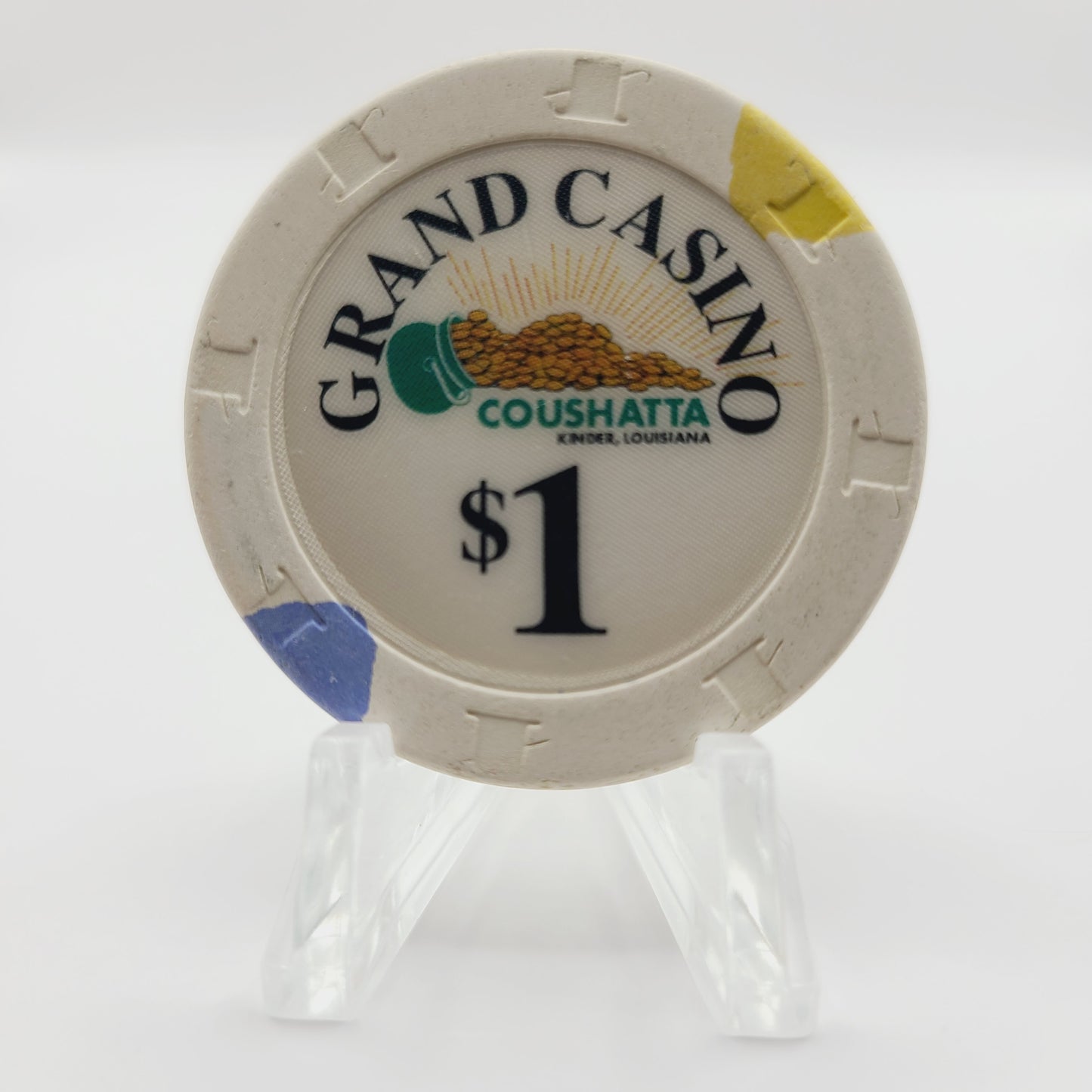 Grand Casino Coushatta Kinder Louisiana $1 Casino Chip (WORN)