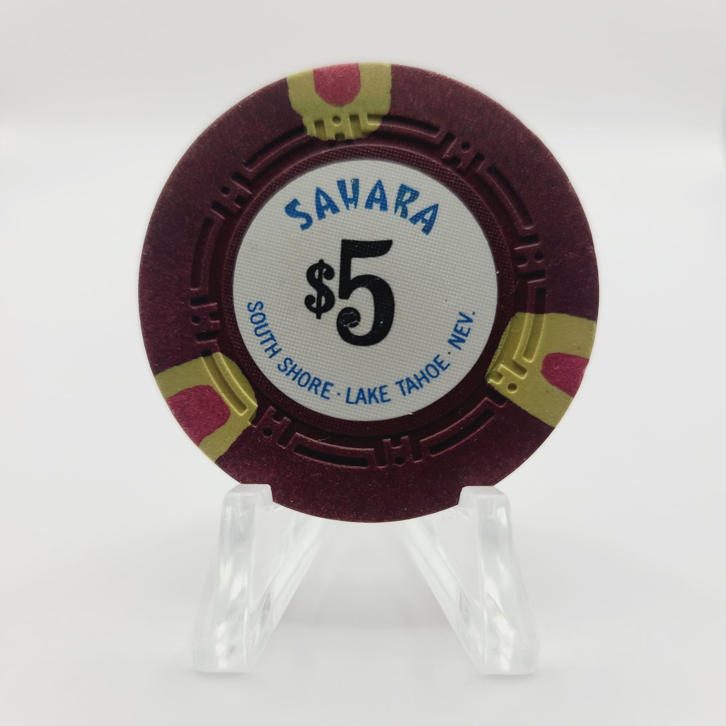 Sahara Hotel Casino Lake Tahoe Nevada 1971 $5 Casino Chip N5506