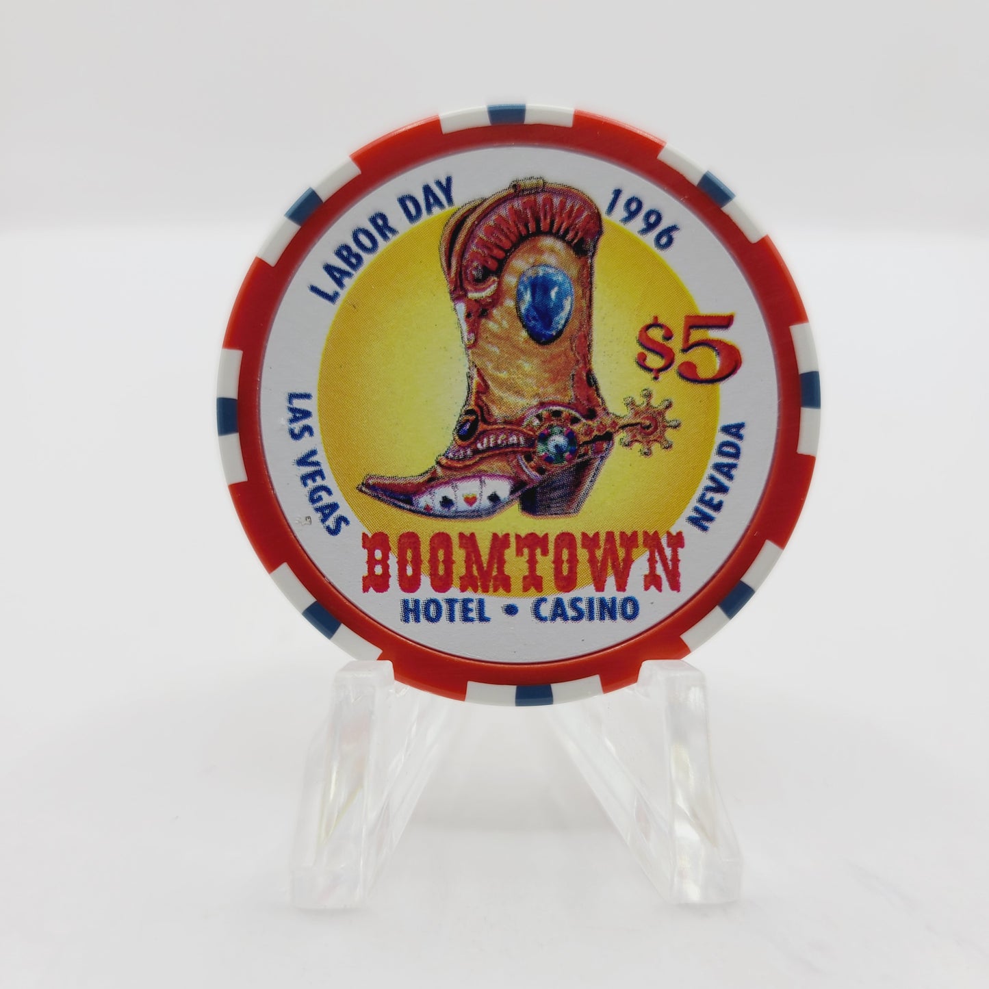 Boomtown Hotel Casino Las Vegas Nevada 1996 "Labor Day" $5 Casino Chip N8012
