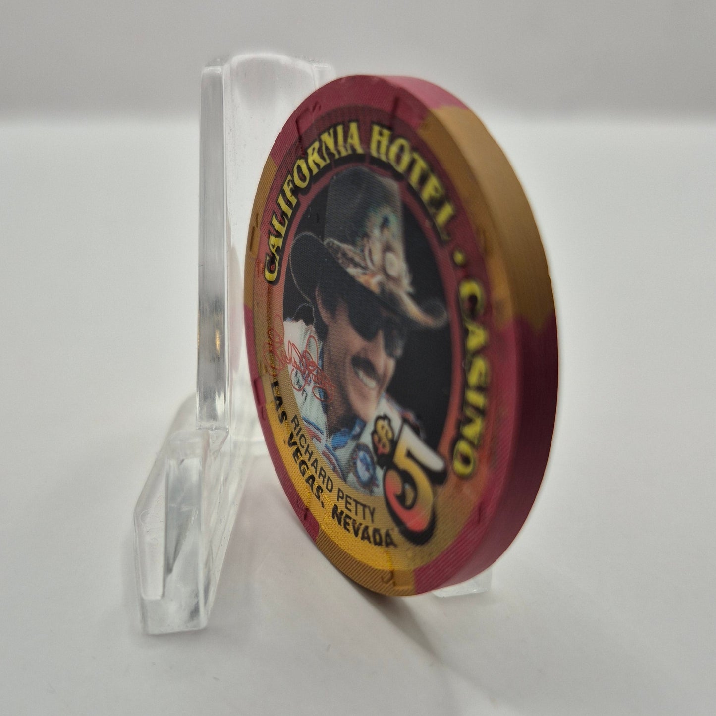 California Hotel Casino Las Vegas Nevada 1999 'Richard Petty' $5 Casino Chip V2241