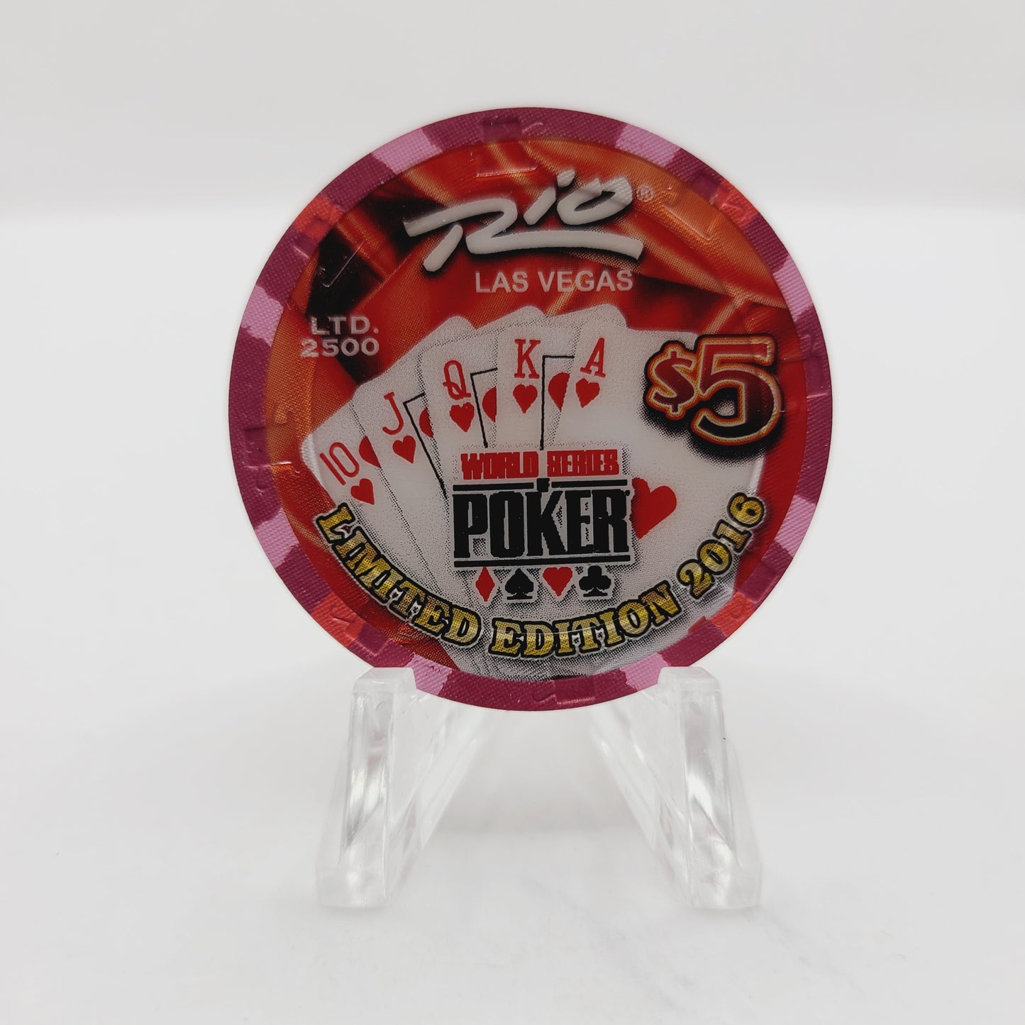 Rio Hotel Casino Las Vegas Nevada 2016 WSOP "Hart Royal" $5 Casino Chip D2396 LTD 2500