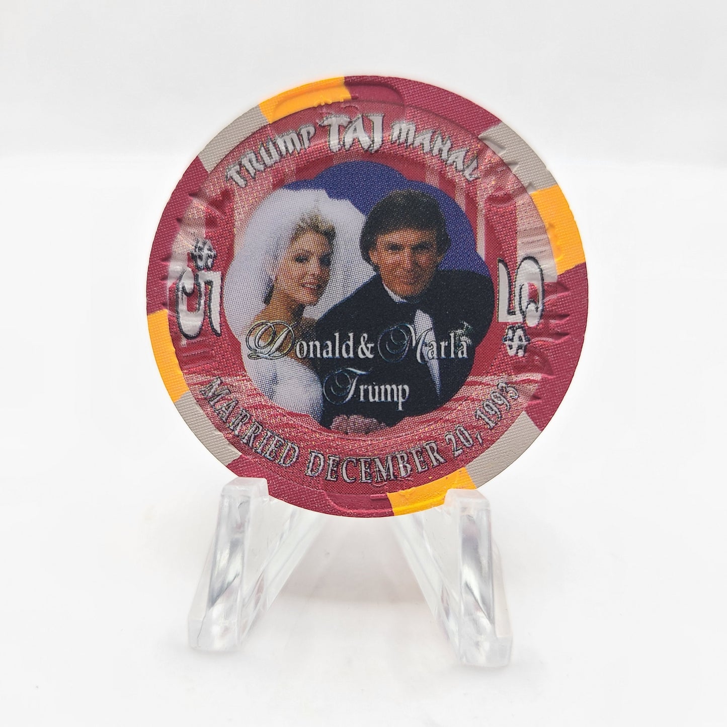 Trump Taj Mahal Hotel Casino Las Vegas Nevada 1993 "Donald & Marla Trump" $5 Casino Chip