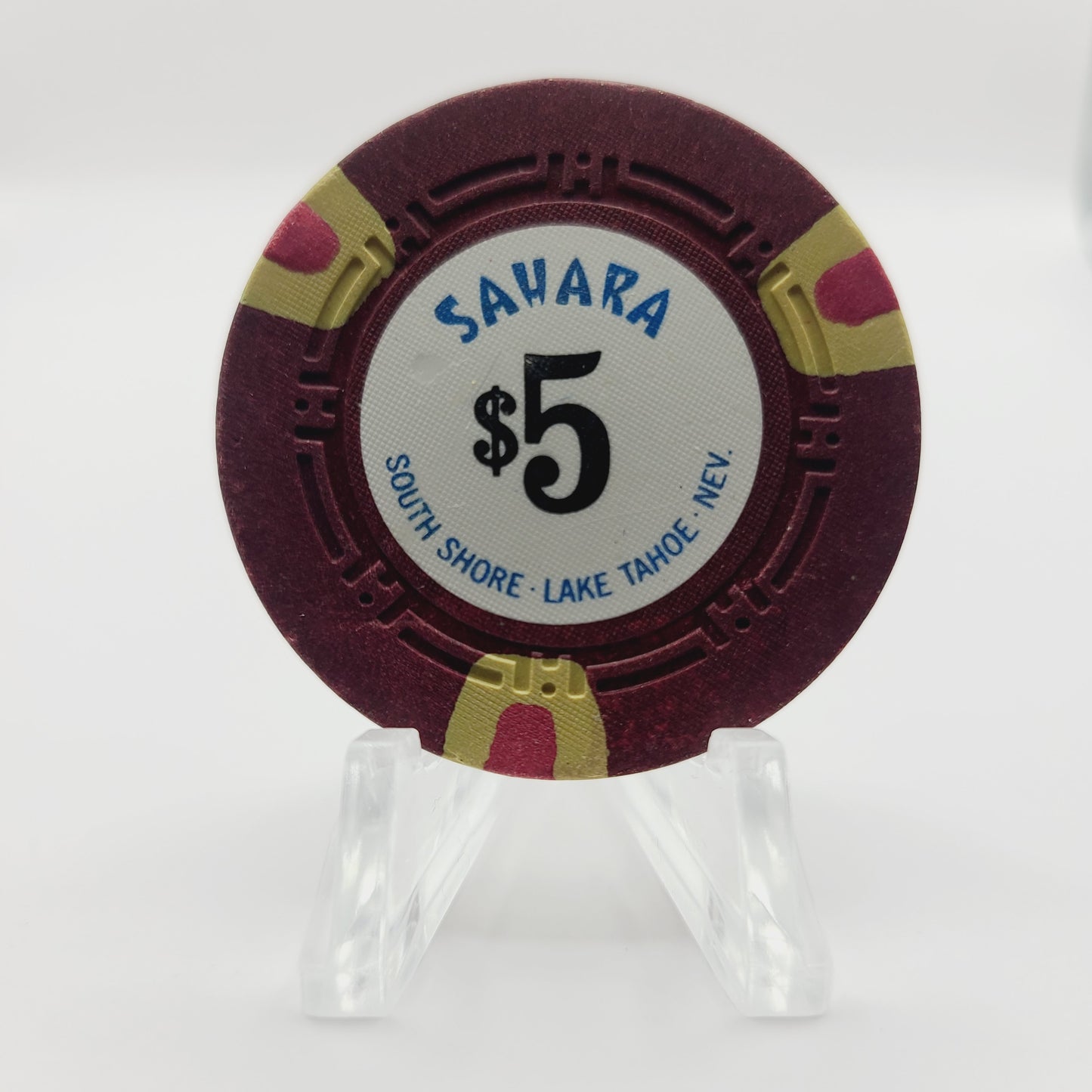 Sahara Hotel Casino Lake Tahoe Nevada 1971 $5 Casino Chip N5506