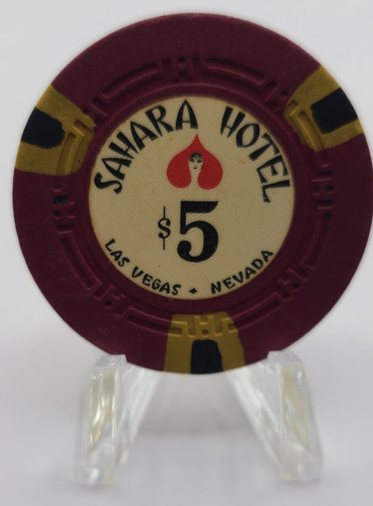 Sahara Hotel Casino Las Vegas NV $5 Chip 1960's N2098