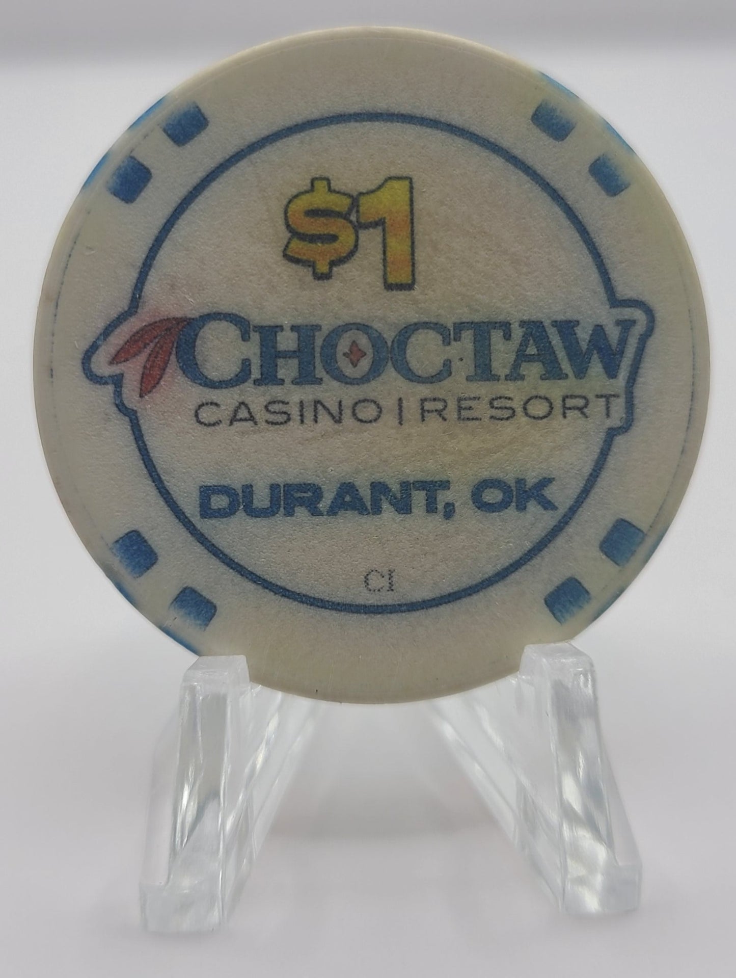 Choctaw Casino Durant OK $1 Chip "Worn"