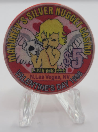 Mahoney's Silver Nugget Las Vegas NV Valentines Day 1998 Ltd.888 $5 Chip V1527