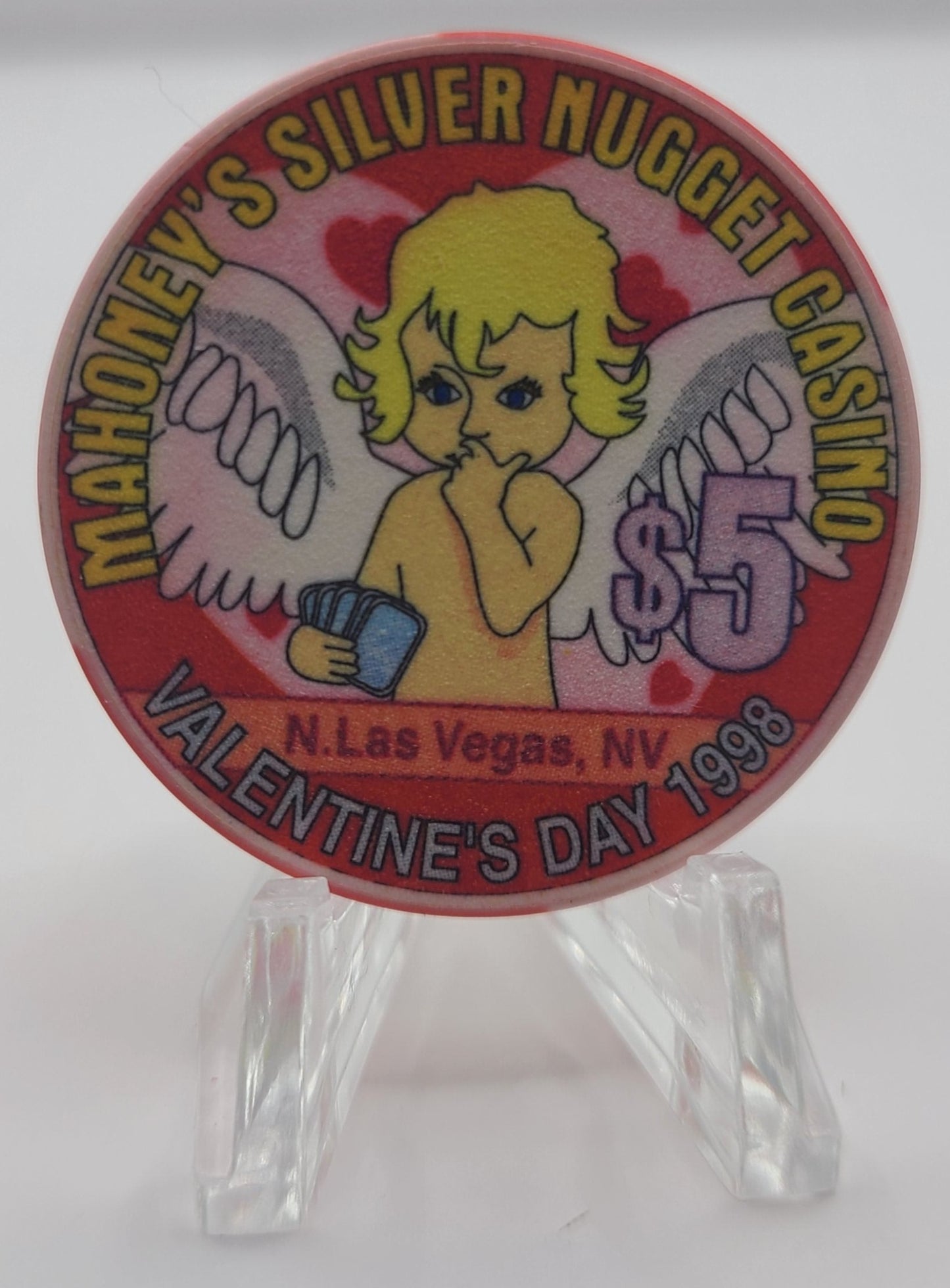 Mahoney's Silver Nugget Las Vegas NV Valentines Day 1998 Ltd.888 $5 Chip V1527