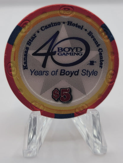 Kansas Star Casino Mulvane KS, 40 Years of Boyd Style $5 Chip