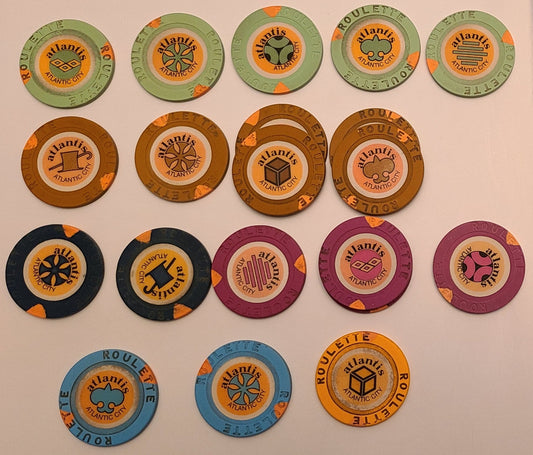 Atlantis Casino Atlantic City NJ, 20 Casino Used Roulette Chips