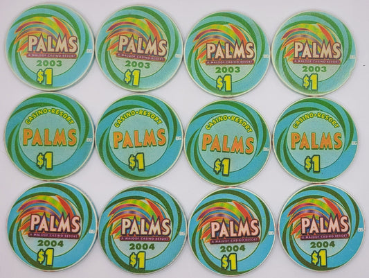 Palms Casino Las Vegas NV 3 Sets of 4 $1 Chips 2002 E1901, 2003 E1895, 2004 E1903