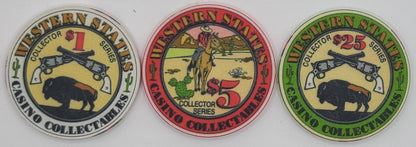 Western States Casino Fantasy Collectibles 3 Chip Series $1,$5,$25