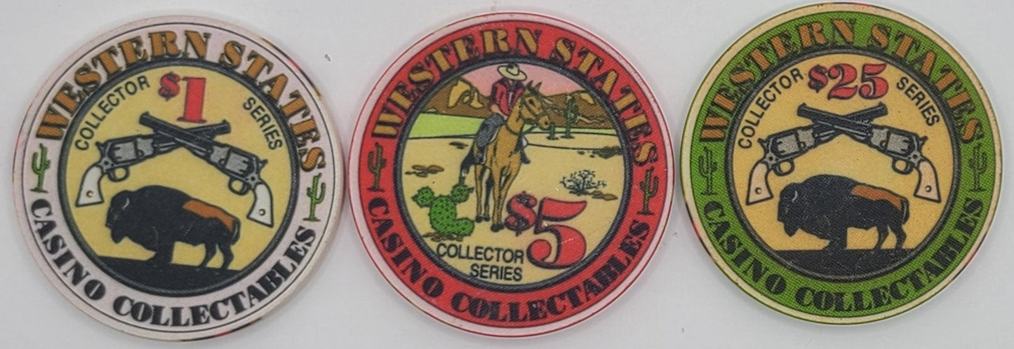 Western States Casino Fantasy Collectibles 3 Chip Series $1,$5,$25