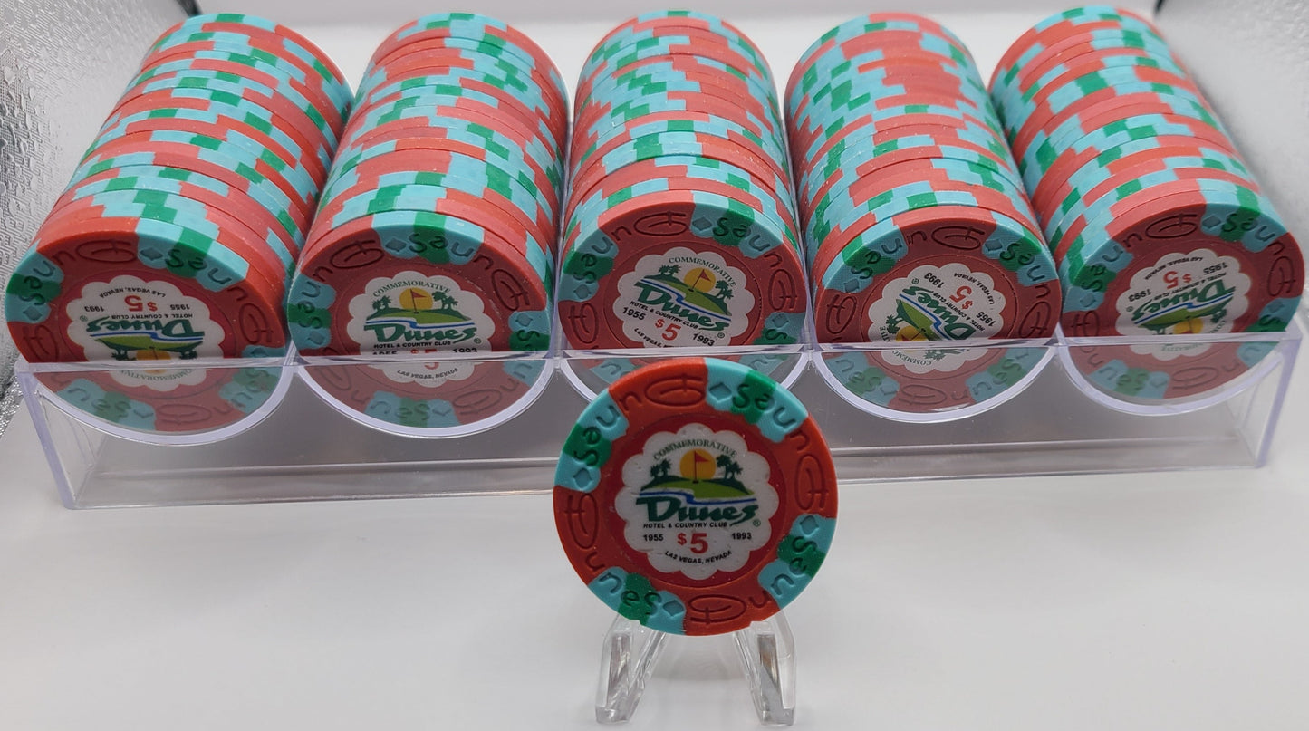 Dunes Casino Las Vegas NV $5 Commemorative Tribute Chips Rack of 100