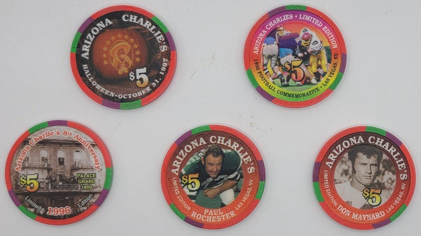 Arizona Charlie's Casino Las Vegas NV, 5 Limited Edition $5  Chips