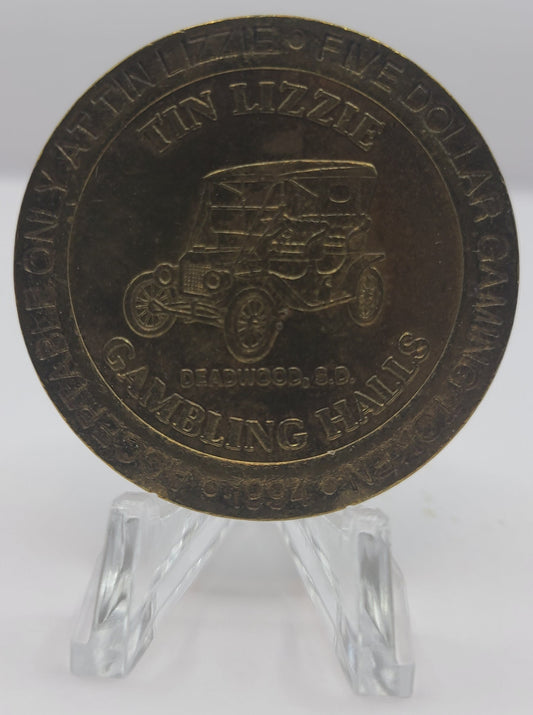 Tin Lizzie Gambling Hall Deadwood SD 1994 $5 Gaming Token