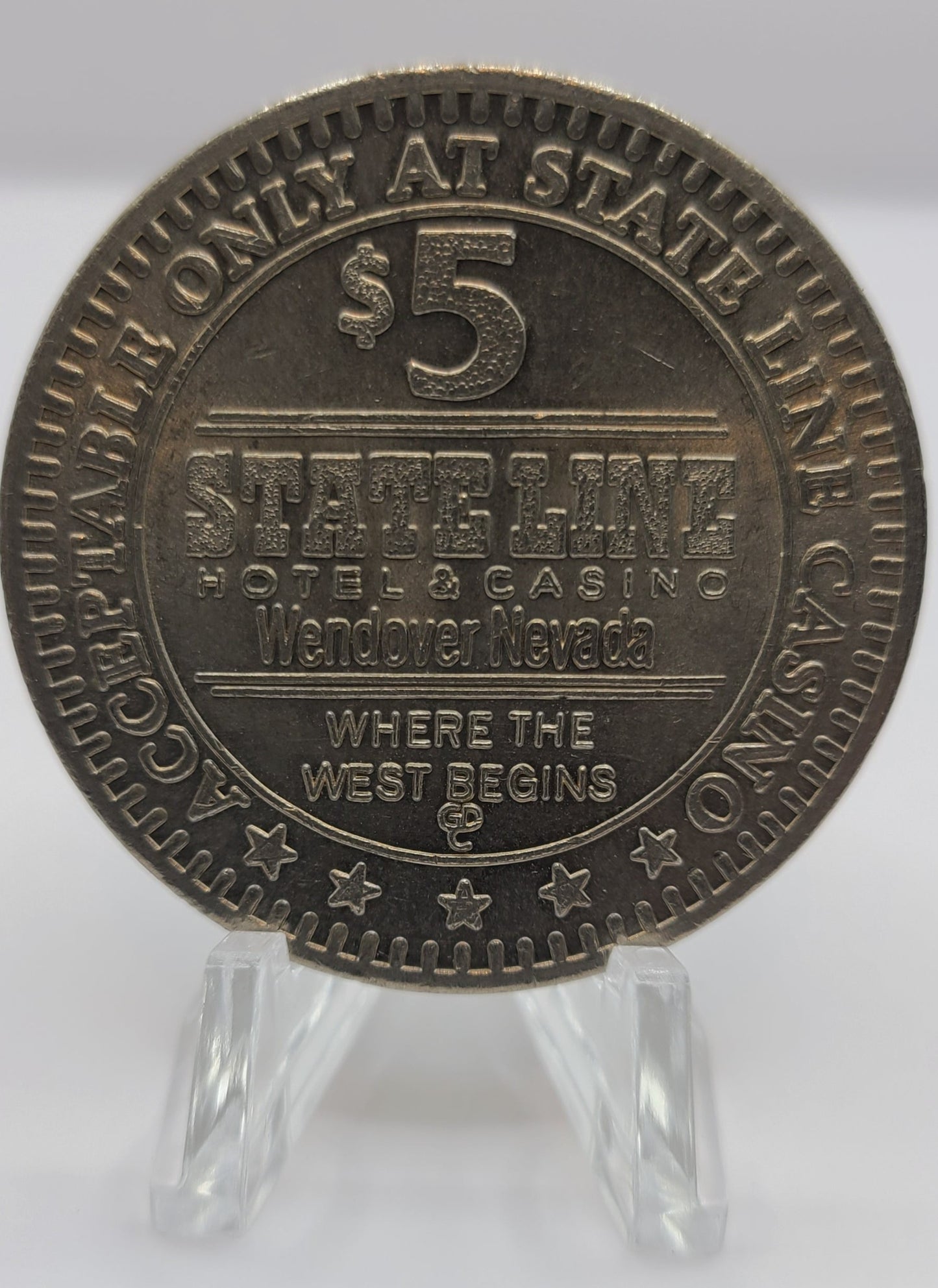 Stateline Casino Wendover NV 1997 $5 Gaming Token