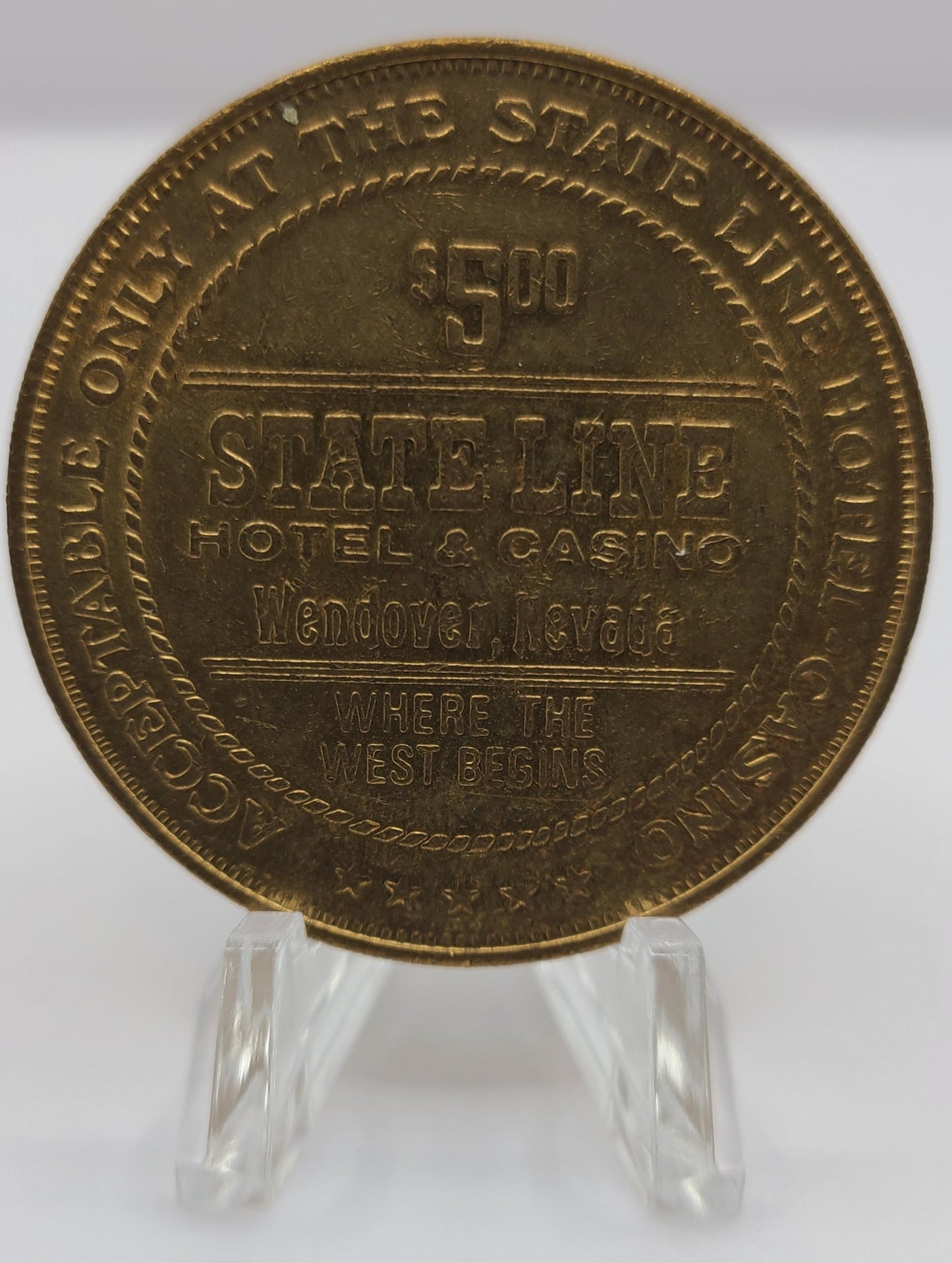 Stateline Casino Wendover NV 1979 $5 Gaming Token