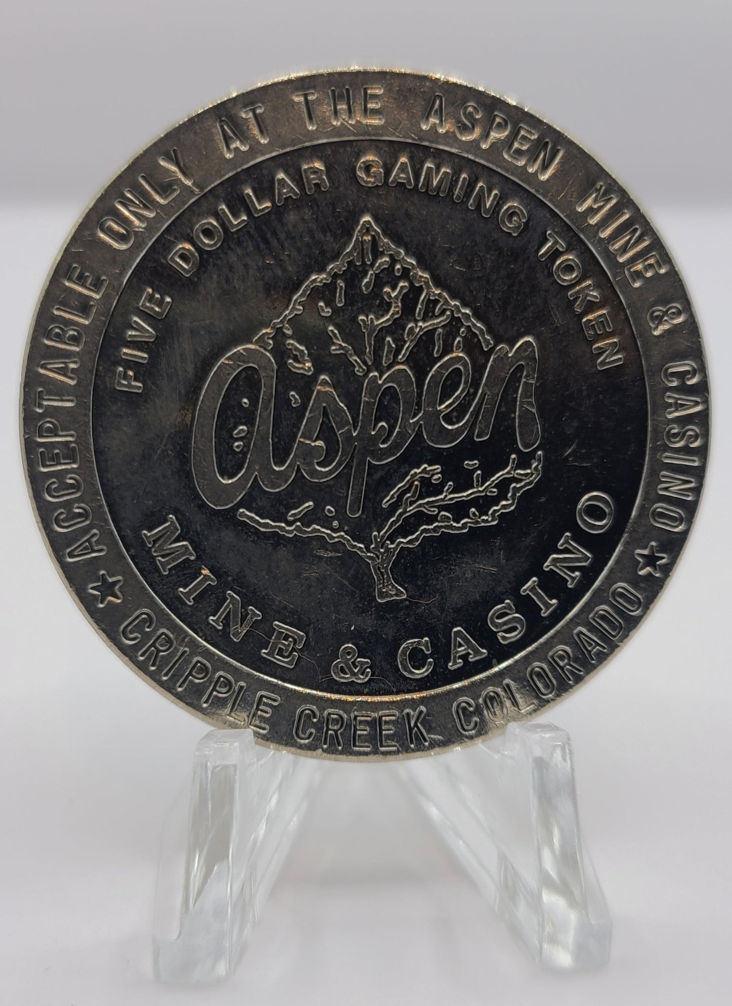 Aspen Mine Casino Cripple Creek CO 1993 $5 Gaming Token