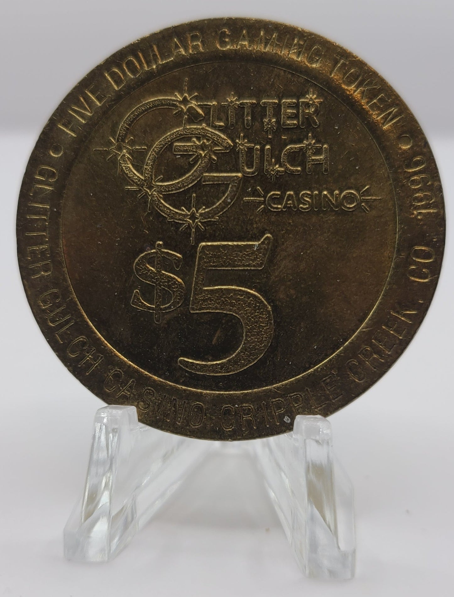 Glitter Gulch Casino Cripple Creek CO 1996 $5 Gaming Token