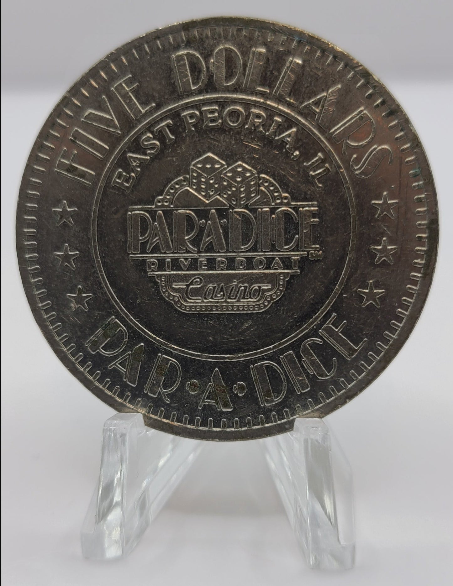 Par-A-Dice Riverboat Casino E.Peoria IL 1991 $5 Gaming Token