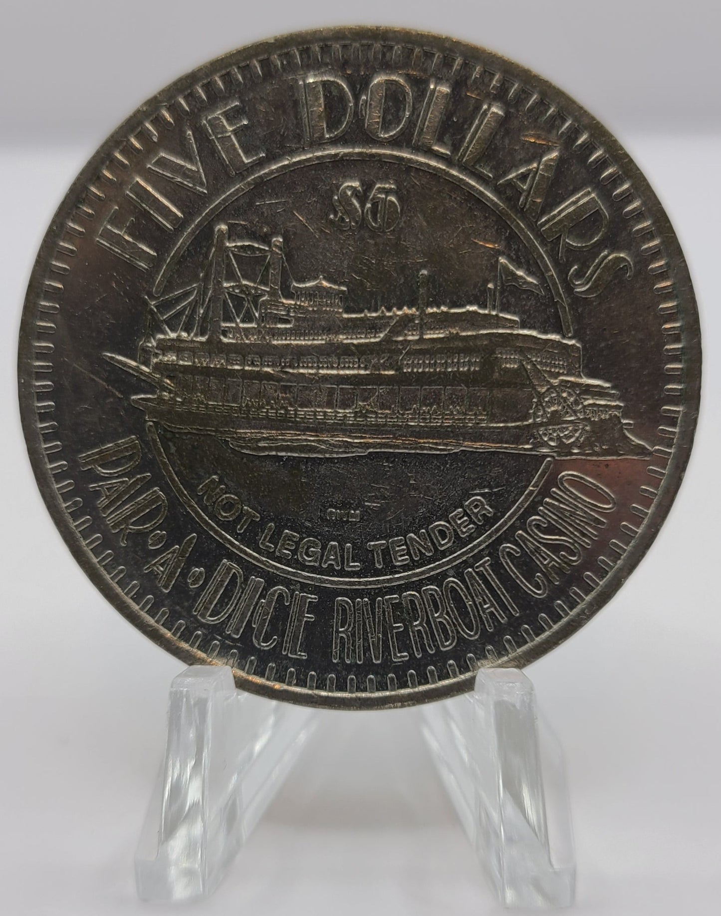 Par-A-Dice Riverboat Casino E.Peoria IL 1991 $5 Gaming Token