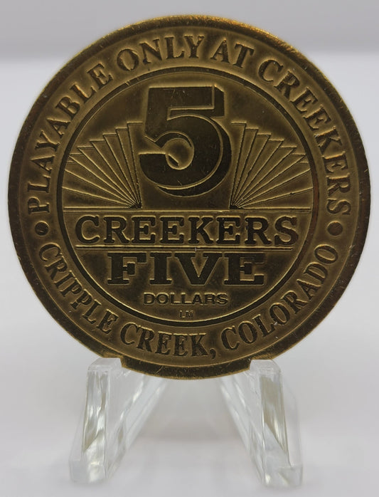 Creekers Casino Cripple Creek CO 1994 $5 Gaming Token