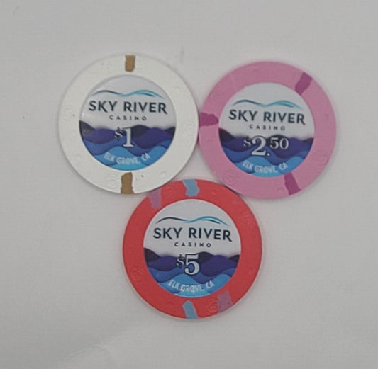 Sky River Casino Elk Grove California 3 Chip Bundle $1, $2.50, $5