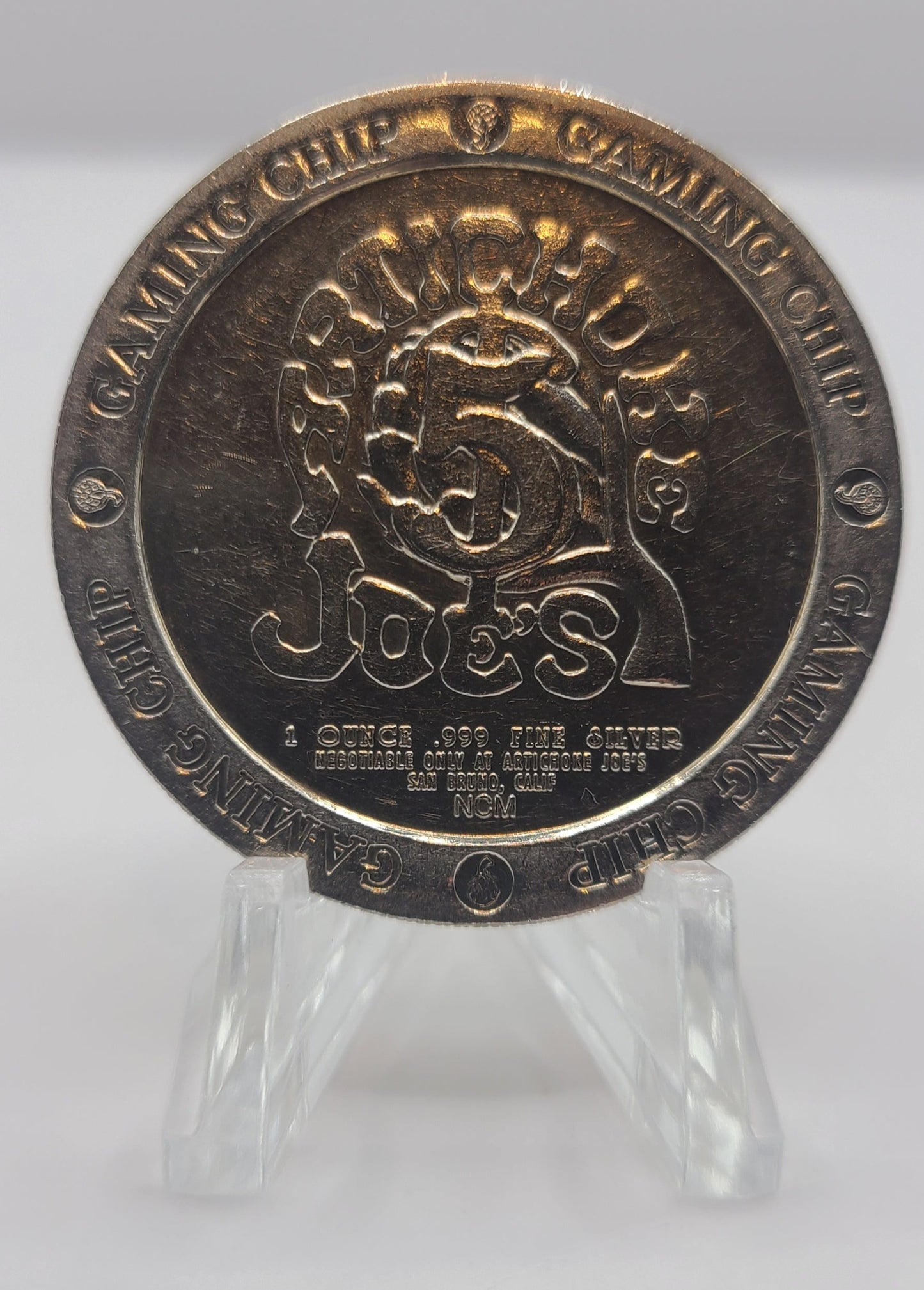 Artichoke Joes San Bruno CA “Year Of The Goat oz.Silver” 1997 $5 Gaming Token