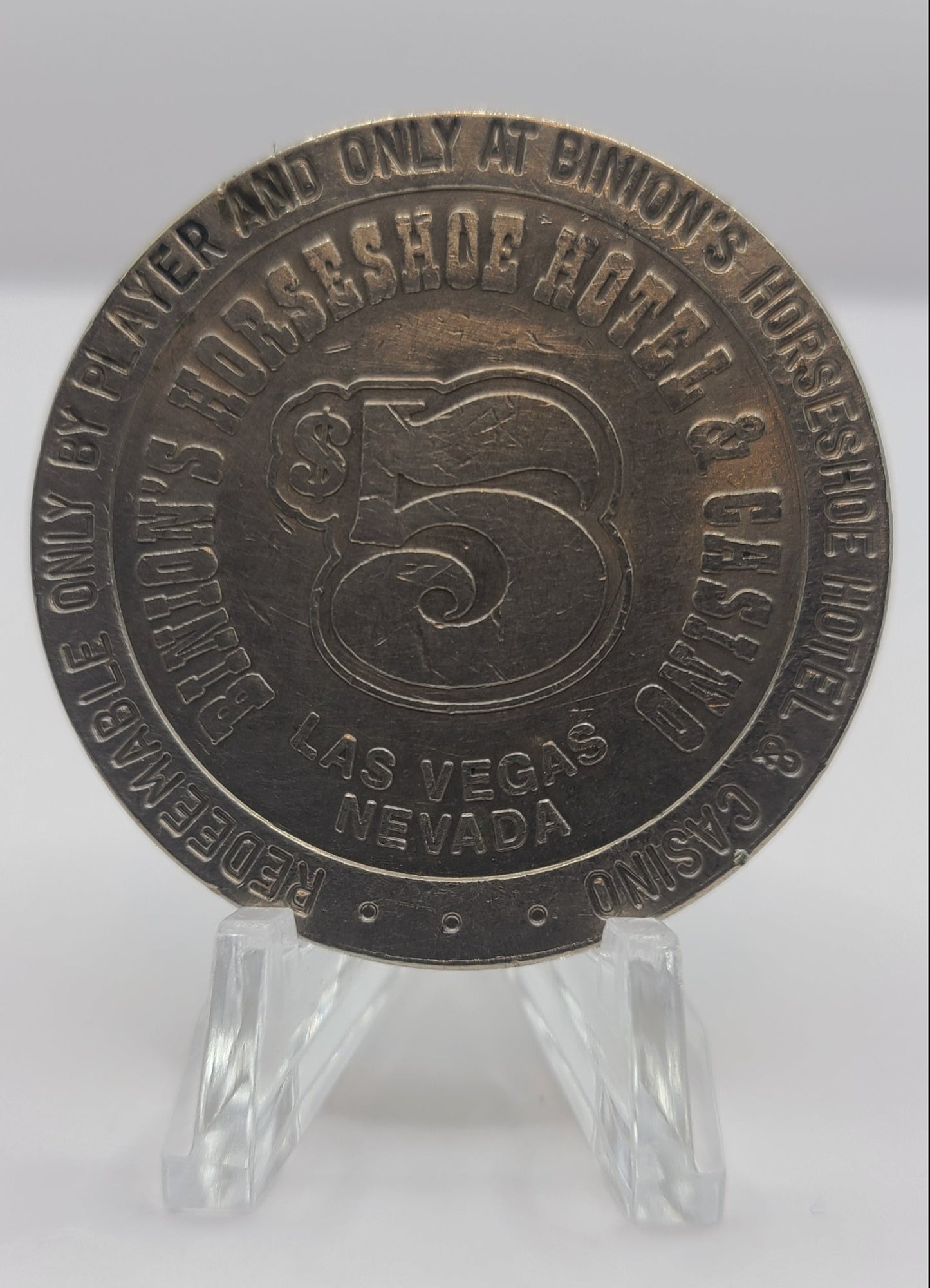 Horseshoe Casino Las Vegas NV 1991 $5 Gaming Token